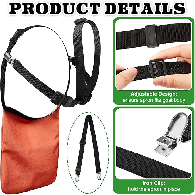 Kajaia 2 Pcs Goat Apron Anti Breeding, Anti Mating Skirt Sheep Skirt Control Buck with Adjustable Chest Strap and Collar for Goats and Sheep M Size
