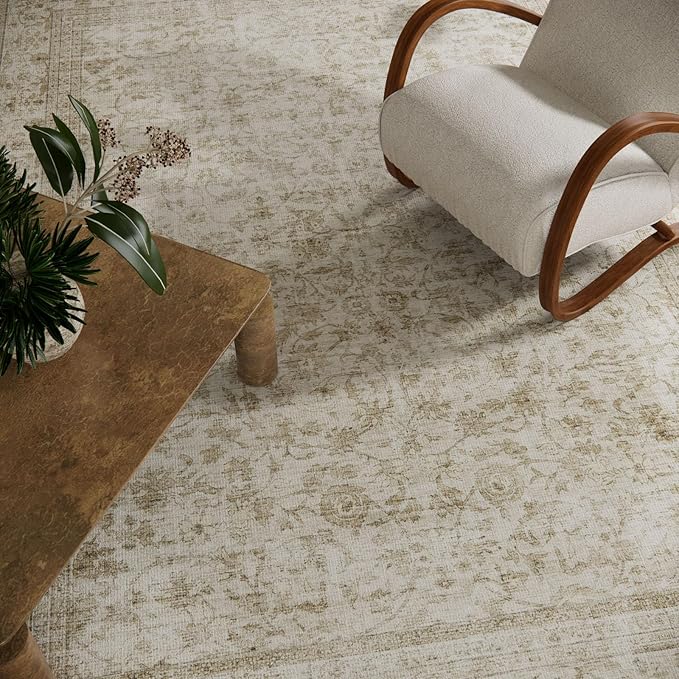 10x14 Area Rug Washable Rugs: Large Living Room Rug Stain Resistant Non Slip Distressed Vintage Low Pile Faux Wool Soft Carpet for Bedroom Farmhouse Dining Room Kids Playroom Nursery