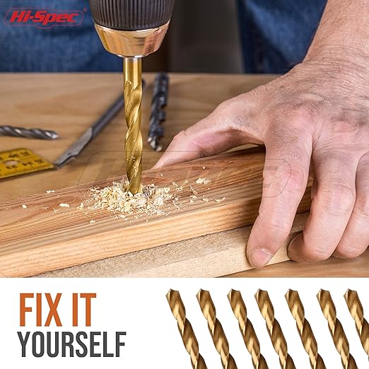 Hi-Spec Tools Drill Bit Set 99pc SAE HSS Steel for Drill Drivers - 1/16 to 3/8" Drill Bits for Metal, Plastics, Wood, Drywall - Complete Bits Sets with Storage Holder Case