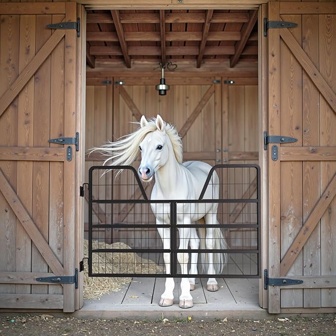 Heavy Duty Horse Stall Gate, 48" Wide X 32" High Stall Guards for Horses, 1" Thick Steel Frame Horse Stall Guard, Essential Horse Stall Accessories, Fits Standard Barn Doorways