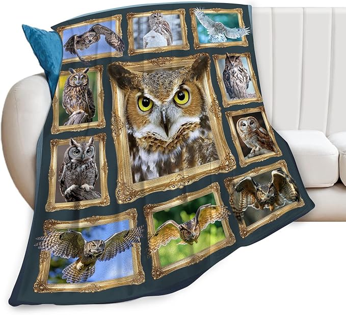 Owl Blanket Gifts for Girls Boys Soft Warm Plush Cute Owl Throw Blanket Flannel Fleece Fuzzy Stuff Blanket for Bed Couch Living Room Decor 50"X40"