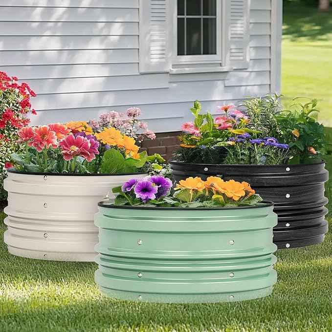 WORKPRO 3Pcs 2x2x1ft Galvanized Raised Garden Bed Set, Rust & Corrosion Protection, Easy Assembly, Safe Edge, Ideal for Vegetables & Flowers, Dark Gray