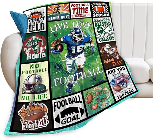 Football Blanket Gifts for Boys Men Soft Warm Plush Rugby Sport Throw Blanket Flannel Fleece Fuzzy Football Blanket for Kids Adult Lover Bed Couch Living Room Decor 60"X50"