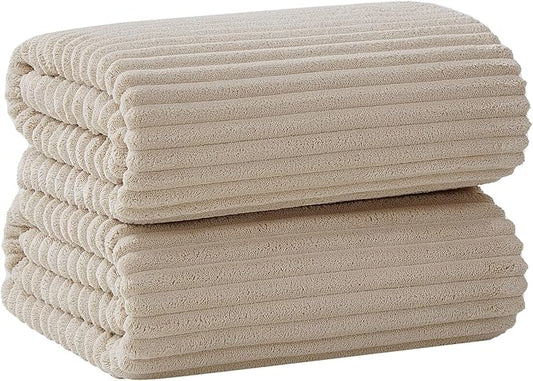 Oversized Bath Sheets 40x80 Inches Extra Large Bath Towels for Adults Super Soft Quick Dry Highly Absobent Microfiber Shower Towels for Bathroom, Pool, Gym, Yoga Towel (Beige, 2Piece)