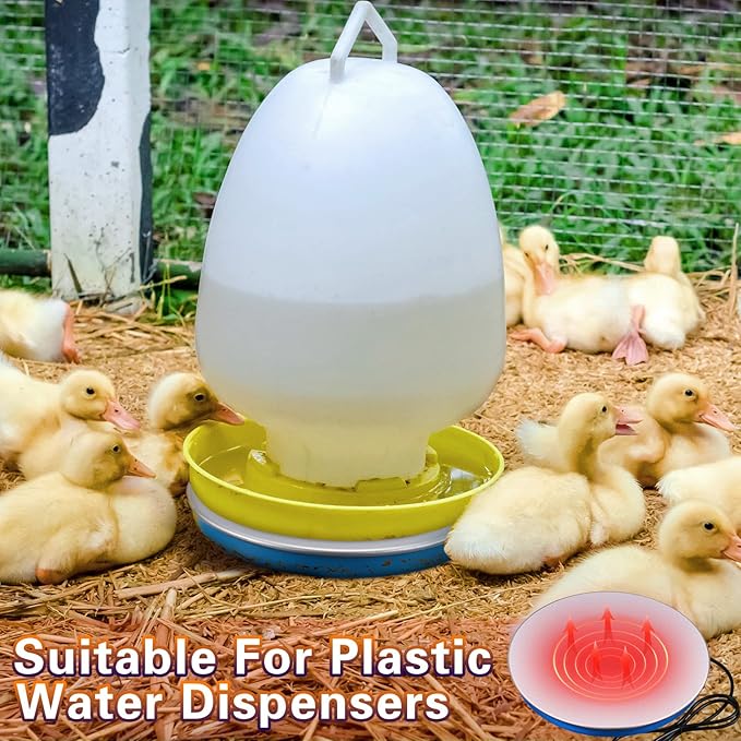 2 Pack Chicken Water Heater Poultry Water Heater Base 110v Heated Pad Deicer Heated Base Poultry Founts Chicken Coop Accessories with 59 Inch Cord for Winter Farm (10 Inch)