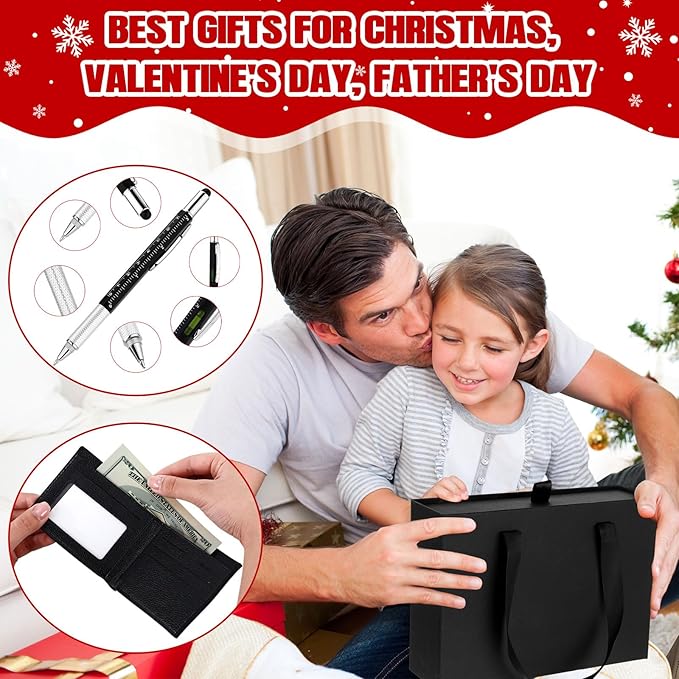 12 Pack Christmas Birthday Gift Basket for Men Survival Kit Tumbler Compass Multitool Pliers Flashlight Pen Whistle Wallet Camping and Survival Tools Xmas Gift Box for Dad Boyfriend Husband