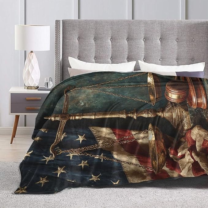 Lawyer Throw Blanket Law Day Flannel Blankets American Flag Fuzzy Plush Super Soft Cozy Warm Decor Lawyer Gifts for Boys Girls Kids Adults Men Women 50" x 60"