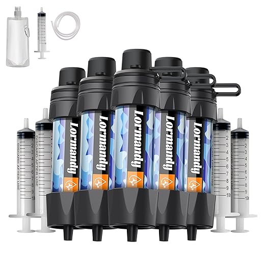 Water Filter Straws - Personal Emergency Water Filtration System, Portable Water Purifier Straw - Outdoor Survival Gear for Hiking Biking Travel, Camping Accessories and Emergency Preparedness (5pcs)