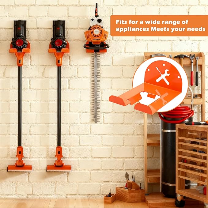 Trimmer Rack Wall Mount - Heavy Duty Wall Hanger for Grass Trimmer Garden Tools Chainsaw Hedge Trimmer 1 Pack Orange