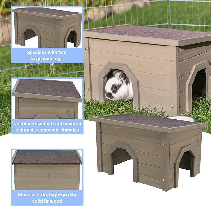 TRIXIE natura Small Animal House, Rabbit Hideout, Playpen House, Shelter for Rabbits, Bunnies, Guinea Pigs, and Chinchillas, Gray-Green