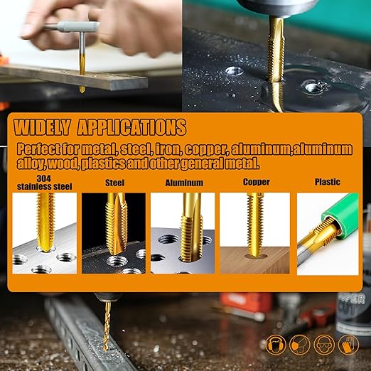 12Pcs Metric Drill and Tap Set with 1Pc Tap Wrench, M2 HSS Thread Tap Set from M2 to M6, Combination of Drill and Tap Set for Metal,with Box