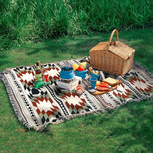 Lqprom Southwest Throw Blankets Aztec Southwestern Throws Cover Boho Native American Blankets for Gift Sofa Table Bed Living Room Decor Outdoor Camping Picnic Tent Beach Car Traveling 51"x63"