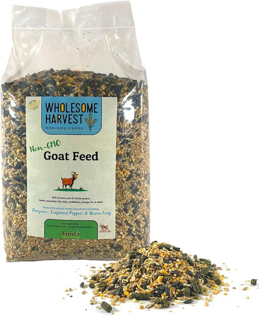 Non-GMO All-Grain Goat Feed 16% Protein - Fortifies with Goat Minerals, Vitamins, and Natural Ingredients for Strong Bones, Healthy Digestion, and Optimal Growth - 10 lb Bag