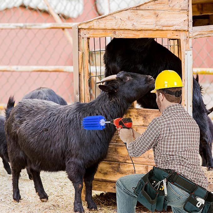 EBaokuup Livestock Mini Roto Drill Brush Attachment-0.2 Inch Drill Shank Cattle Fur Brush-Cattle Scratcher Roto Brush for Goat Sheep Cattle Horse Pig Grooming