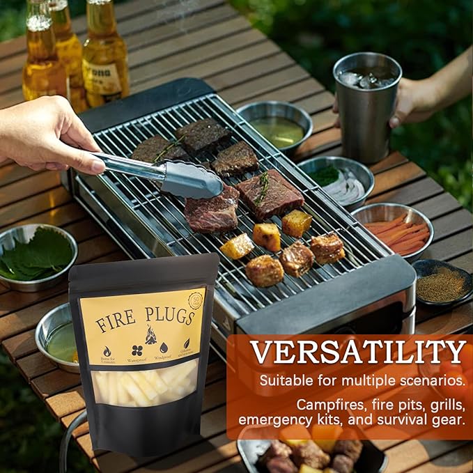 50 Pack-Fire Plugs, Weatherproof Fire Starters for Emergencies, Survival,Campfires,Charcoal Grill, Long Burn Time,Fire Pits-Non-Toxic