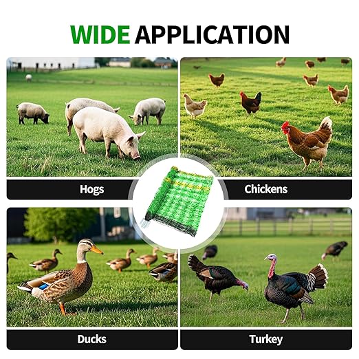 Electric Fence Netting, 49.6" H x 164' L, Portable Livestock Nets Mesh for Hogs, Chickens, Ducks, Geese, Hogs, Turkey, PE Net Fencing Used in Backyards, Farms and Ranches and Gardens