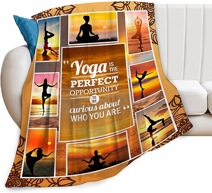 Yoga Sport Blanket - Ultra Soft Cozy Fleece Yoga Meditation Throw Blanket - Fuzzy Plush Bedding Blankets for Kids, Teens, Adults - 60"x50"