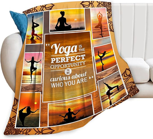 Yoga Sport Blanket - Ultra Soft Cozy Fleece Yoga Meditation Throw Blanket - Fuzzy Plush Bedding Blankets for Kids, Teens, Adults, Girls, Boys, Women, Men - 80"x60"