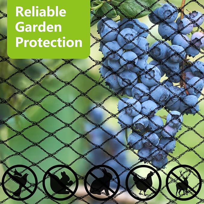 POYEE 25x50ft Bird Netting for Chicken Coop, 1 inch Mesh, Heavy Duty, Hawk Proof, Garden Protection, Fruit Tree Netting Against Squirrels Deer