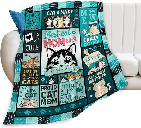 Cat Blanket Cute Cat Throw Blanket Kitten Soft Cozy Fleece Fuzzy Stuffed Plush Flannel Gifts for Girls Women Boys Kids Adults 50"X60"