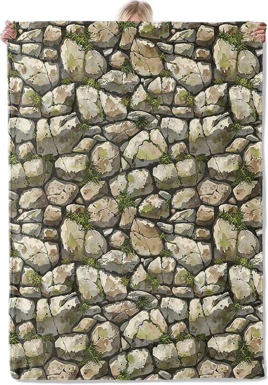 Stone Wall Pattern Throw Blanket Gifts for Women, Soft Fuzzy Warm Cozy Flannel Blankets for Bedroom, Travel, Couch, Home Decor 50x60 in