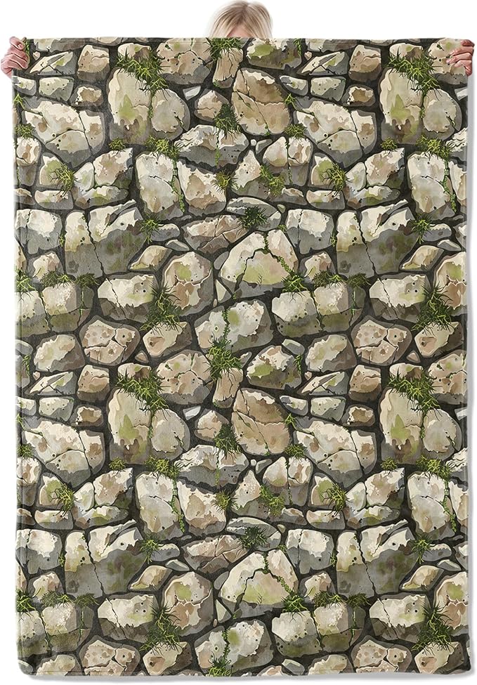 Stone Wall Pattern Throw Blanket Gifts for Women, Soft Fuzzy Warm Cozy Flannel Blankets for Bedroom, Travel, Couch, Home Decor 60x80 in