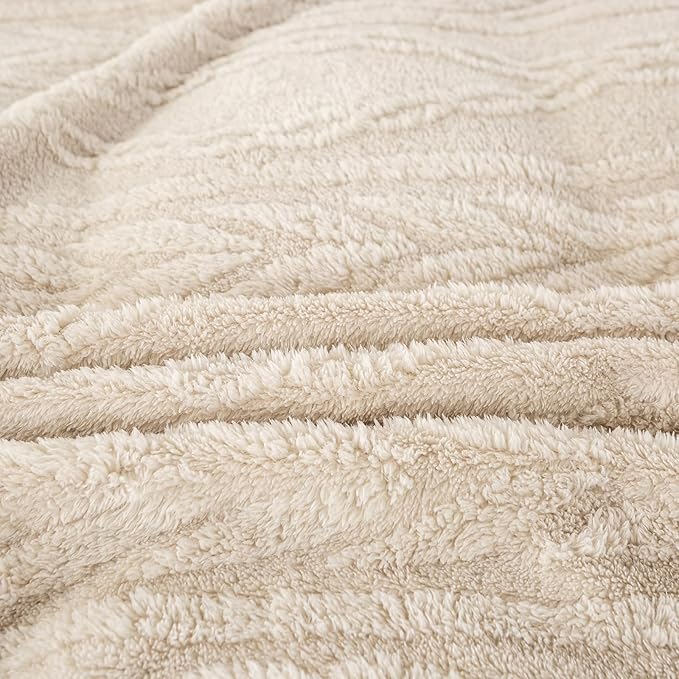 YUSOKI Sherpa Queen Size Blanket(Without Pillows)-3D Stylish Design Super Soft Blankets for Teen Girls Women Couch Bed Sofa Chair Men Boys Gift(Linen,90"x90")