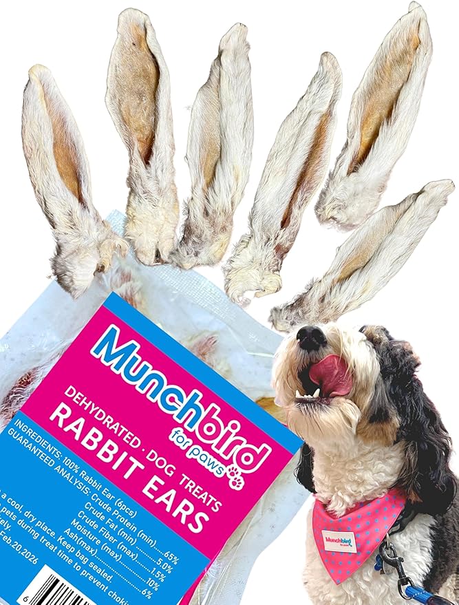 Munchbird Dehydrated Rabbit Ears for Dogs (Small Pack - 6pcs)