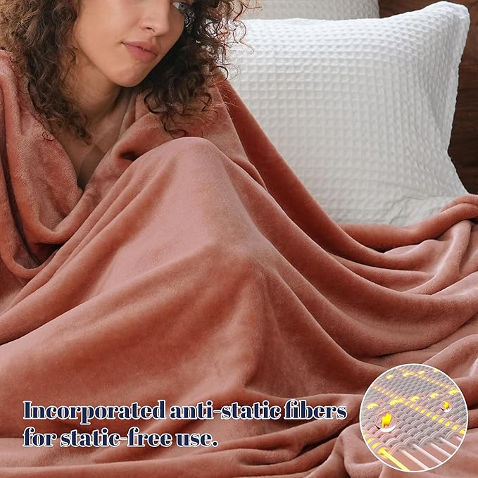 PHF Ultra Soft Fleece Blanket Twin Size, No Shed No Pilling Luxury Plush Cozy 300GSM Lightweight Blanket for Bed, Couch, Chair, Sofa Suitable for All Season, 66" x 90", Tomato Red