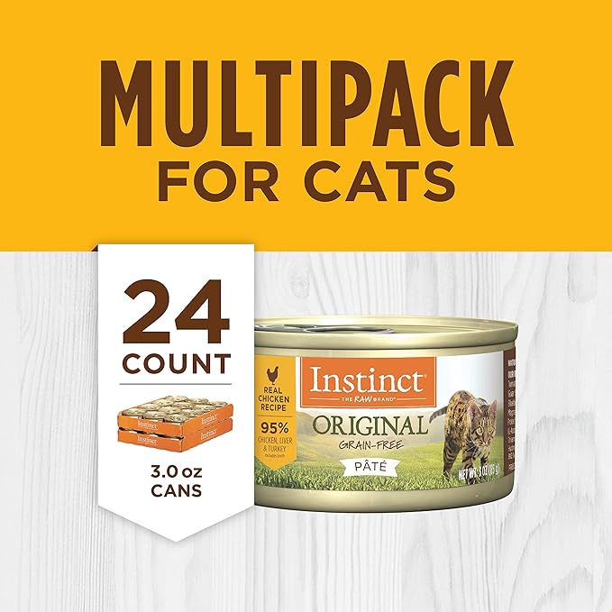 Instinct Original Pate Wet Cat Food, Grain Free Recipe - Real Chicken, 3 Ounce (Pack of 24)