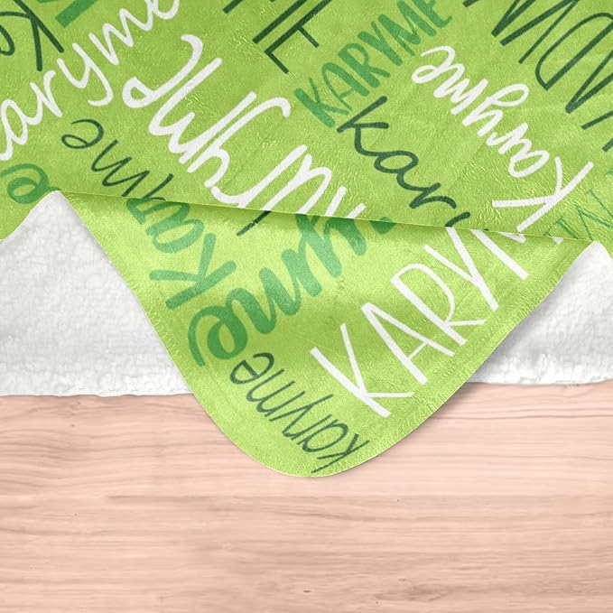 Personalized Blankets with Names Baby Gifts for Girls Boys Custom Soft Fleece and Sherpa Name Blanket for Kids and Adults Birthday for Daughter Son Granddaughter Grandson (Green)