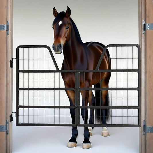 48" Wide X 32" High High Stall Guards for Horses, 1" Thick Steel Frame Horse Stall Guard, Heavy Duty Horse Stall Gate, Fits Standard Barn Doorways, Durable, Safe, Easy to Install