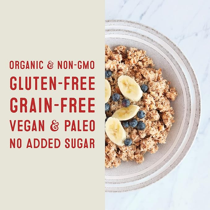 Wella Cereal Oatmeal Alternative, Gluten-Free Breakfast Hot Cereal, Grain-Free Paleo Organic Vegan High Protein Superfood, Plant-Based Non-GMO, Low in Net Carbs, Single-Serve Packets, Cranberry Pecan Flavor (10 Count, 1.6 oz. Packets)