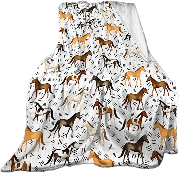 Horse Blanket Horse Gifts for Girls Boys Soft Throw Blanket Fleece Comfy Plush Flannel Travel for Outdoor Couch Sofa Birthday for Women Men Kids