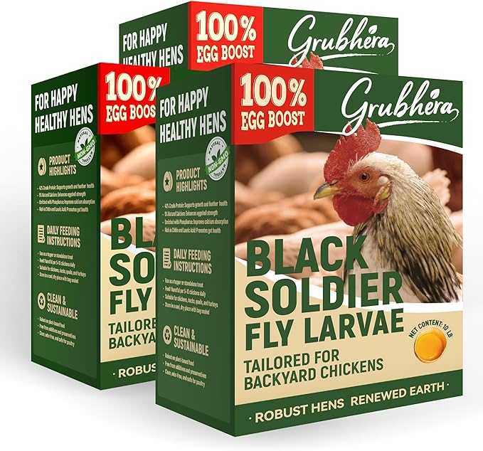 30LB Dried Black Soldier Fly Larvae for Chickens, High Protein Chicken Feed with More Calcium Than Mealworms, Non-GMO Natural BSF Larvae Treats for Laying Hens, Ducks, Quail, Birds & Reptiles