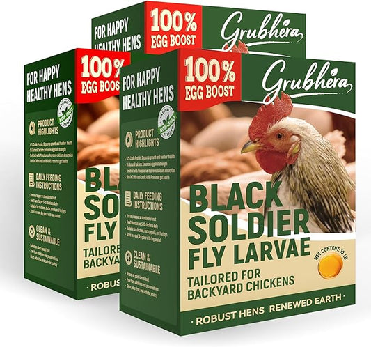 30LB Dried Black Soldier Fly Larvae for Chickens, High Protein Chicken Feed with More Calcium Than Mealworms, Non-GMO Natural BSF Larvae Treats for Laying Hens, Ducks, Quail, Birds & Reptiles