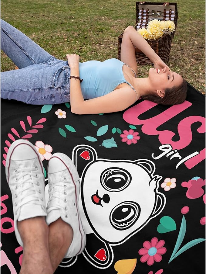 Just Girl Loves Pandas Blanket Soft Blankets and Throws Flannel Cozy Lightweight Quilt Gift Perfect for Bed Sofa Couch-50 x40 Small for Kids