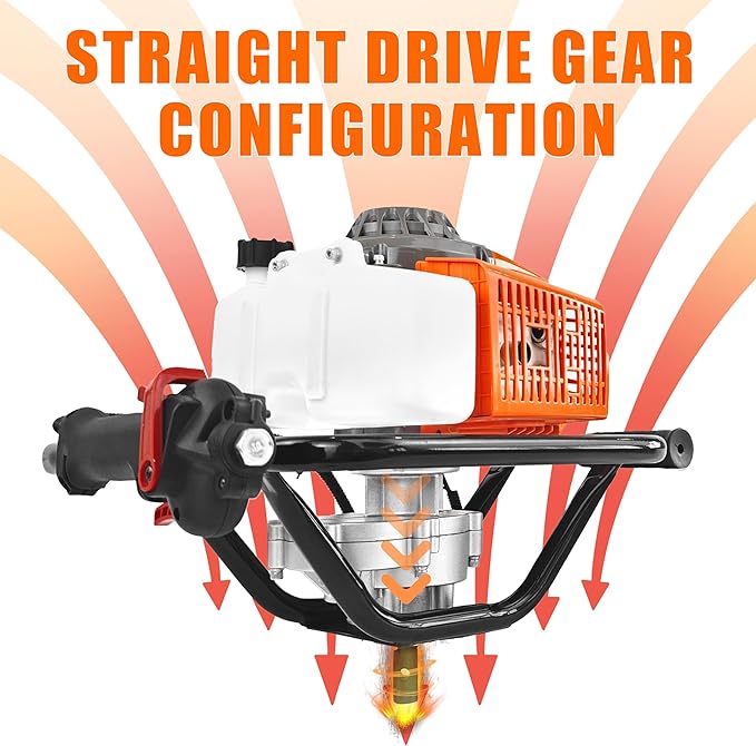 NEOTEC 72CC 2-Stroke Gas Powered Earth Auger Post Fence Hole Digger + 4" 8" 12" Auger Triple Drill Action Design Bits + 3 X 24 Extension Bars, Petrol Drill Borer