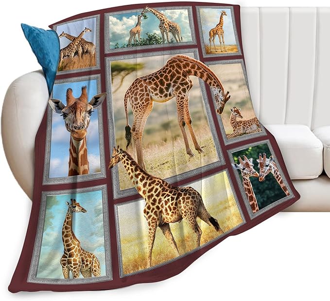 Giraffe Blanket Gifts for Girls Boys Soft Warm Plush Wild Animal Giraffe Throw Blanket Flannel Fleece Fuzzy Blankets for Kids Women Man Lover Bed Couch Living Room Decor 80"X60"