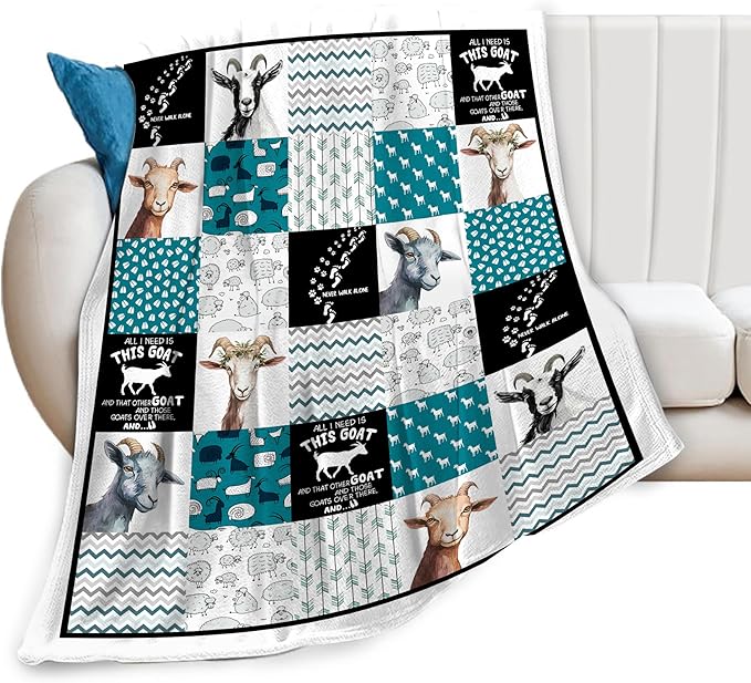 Goat Blanket Soft Warm Cute Goat Flannel Plush Throw Blanket Cozy Lightweight Sheep Fleece Bedding Stuff Animal Decor Blanket Gifts for Lover Girls Boys Kids Adults Women Bed Travel 60"x80"