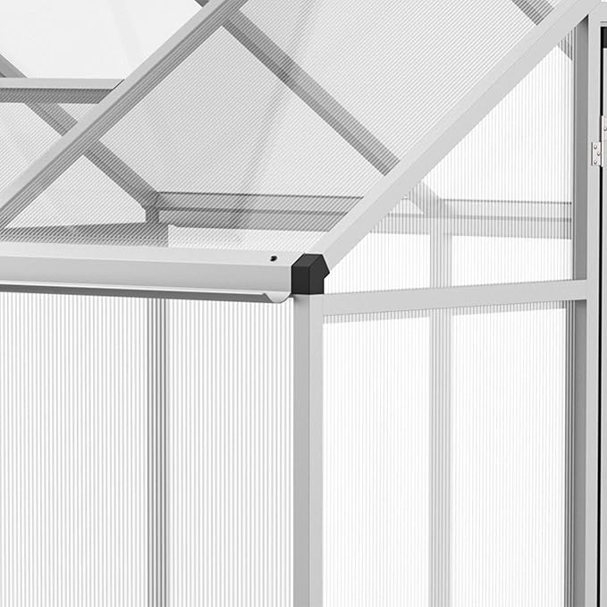 Outsunny 6' x 6' Greenhouse for Outdoors, Polycarbonate Greenhouse with Rain Gutter and Roof Vent, Aluminum Walk-in Green Houses for Outside Patio Backyard Garden