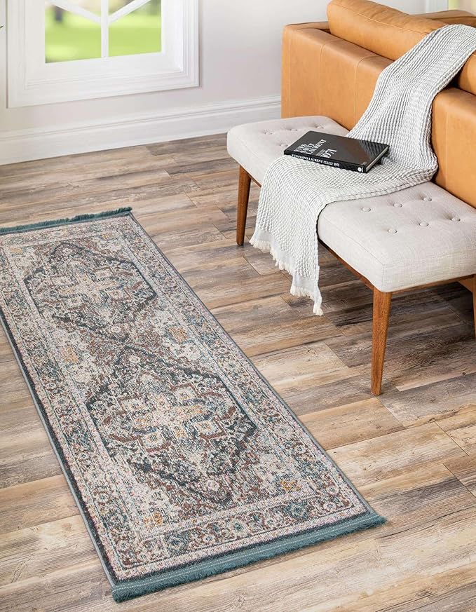 Unique Loom Baracoa Collection Area Rug - Prado (2' x 8' Runner, Gray/ Blue)