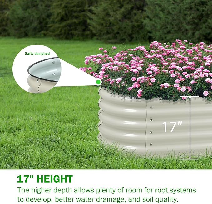 BPS 6-in-1 Metal Raised Garden Bed, 5.5x4 FT Galvanized Planter Raised Beds for Vegetables, Flowers 17'' Extra Tall