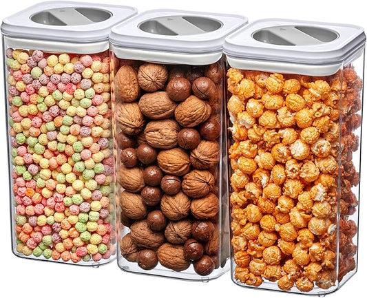 Amazing Abby - Carol - 112-Ounce Acrylic Canister (Set of 3), Plastic Airtight Food Container, Stackable for Pantry Storage, BPA-Free and Shatter-Proof, Perfect for Home and Commercial Use