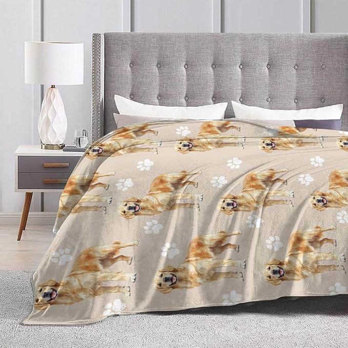 Golden Retriever Dog Throw Blanket Golden Retriever Dog Lover Flannel Blankets Fuzzy Plush Super Soft Cozy Warm Decor Gifts for Boys Girls Kids Adults Men Women 40" x 50"