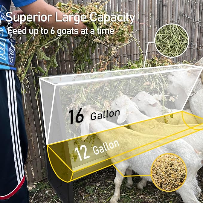 Pasture Hay Feeder Black, Galvanized Steel Livestock Hay Feeder, Outdoor Hay Feeder for Mini Goats, Pony and Mini Horses