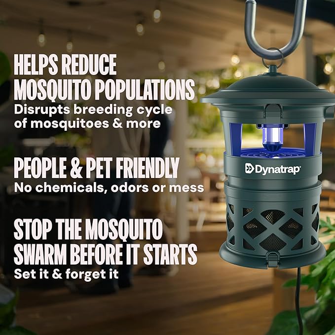 DynaTrap DT2030-GRSR Fly Traps Outdoor - Mosquito & Flying Insect Killer for 1 Acre – Kills Flies, Gnats, Wasps - Bug Zapper Alternative - Green