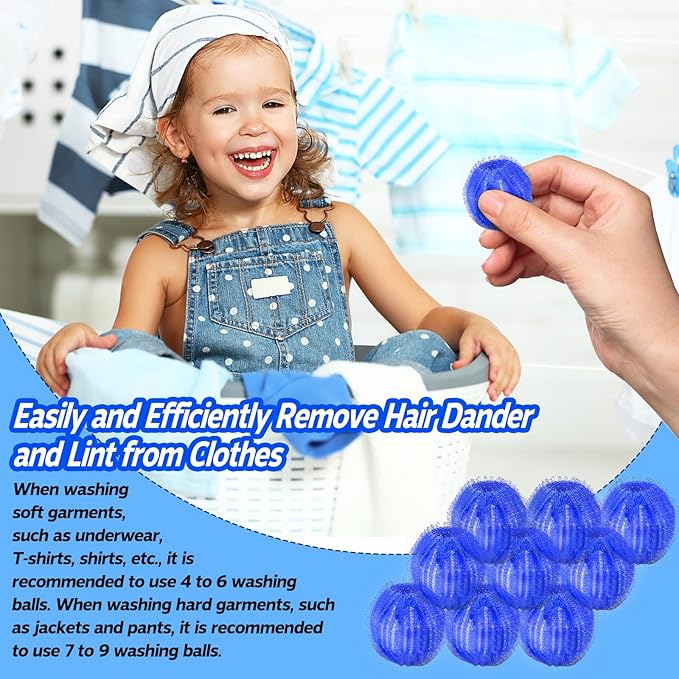 Pet Hair Remover for Laundry, 12 PCS - Reusable Dog & Cat Hair Remover Tool, Effectively Removes Pet Hair, Lint and Dander from Bedding and Clothing, Suitable for Washing Machines, Dryers