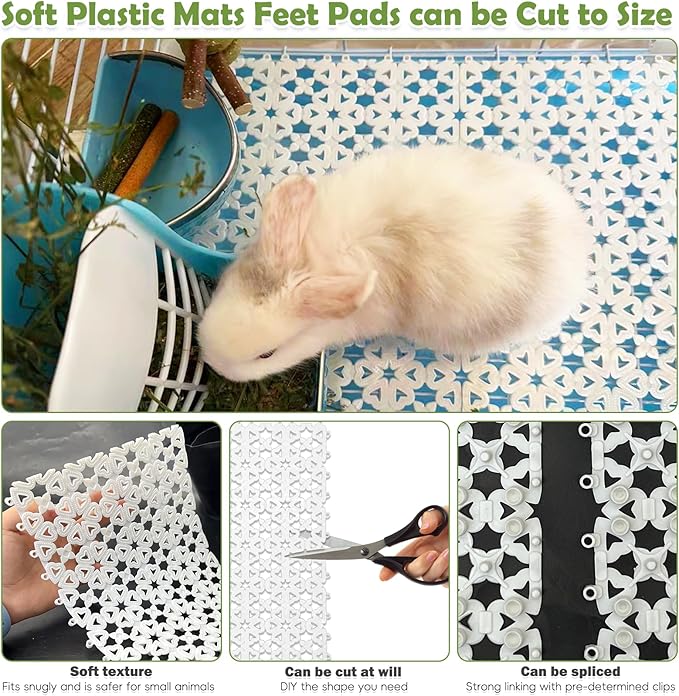 kathson 8PCS Rabbit Feet Pad Plastic Cage Mat Floor Mats Bunny Hole Leak Water Pads for Hamster Rat Chinchilla Guinea Pig and Other Small Animals(White)