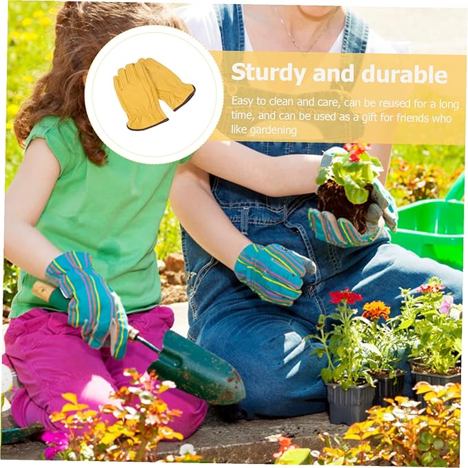 GANAZONO Puncture Resistant Cowhide Garden Gloves for Men Women Work Gloves for Pruning Farm Outdoor Use Non-slip
